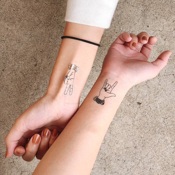 PAPERSELF - Wholesale Temporary Tattoo - Sign Language Temporary Tattoos Stickers