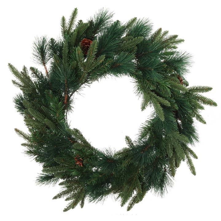 Larksilk - Wholesale Wreath - 24" Angel Pine Christmas Wreath With 6 Realistic Pine Cones1