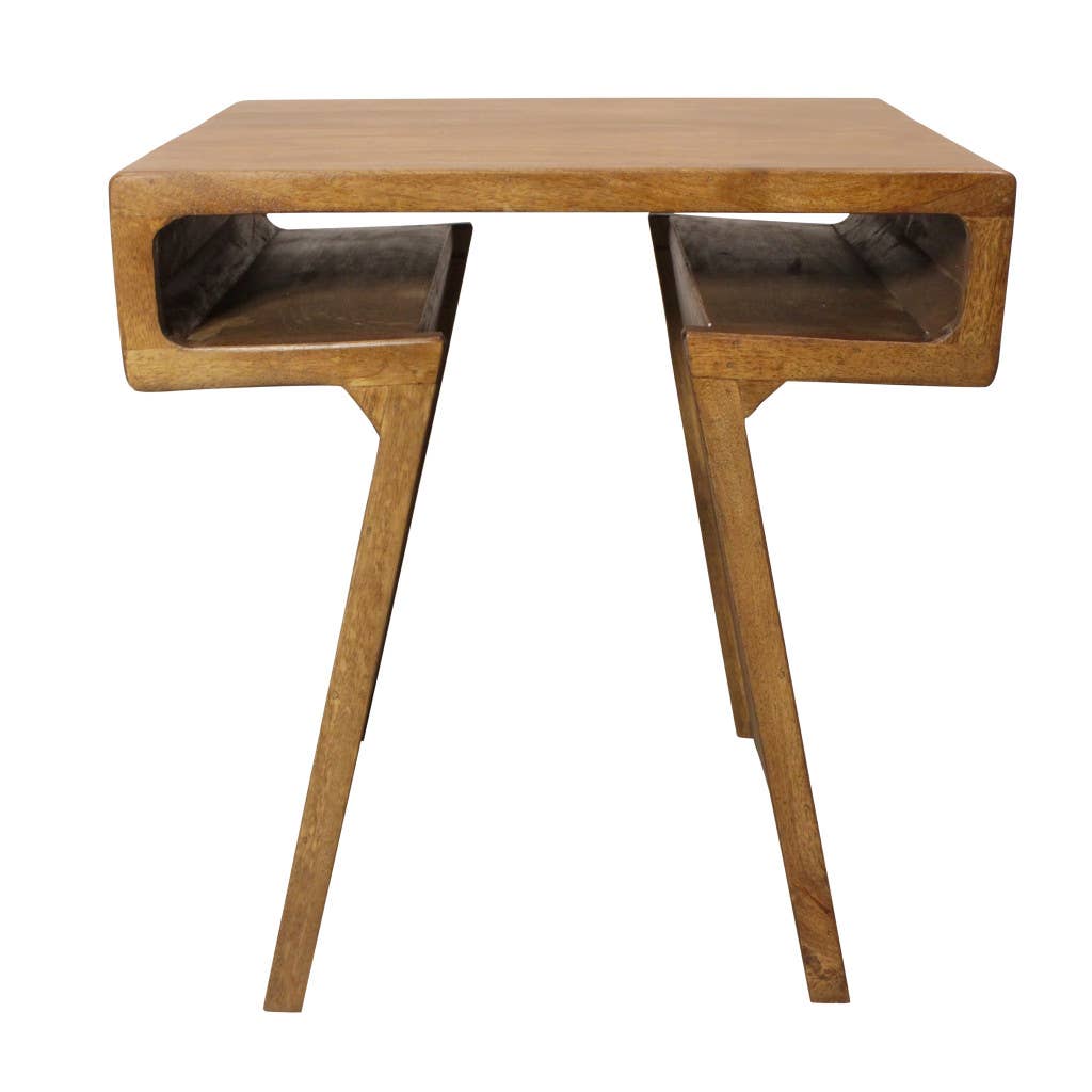 HomeRoots - Wholesale Side Table - Set of Two Walnut Distressed Solid Wood Pedestal Nested Tables3