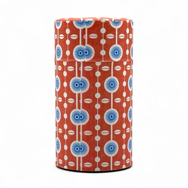 Kururi Red Washi Paper Wrapped Tea Canister (L) - Japanese Chazutsu for wholesale by Inoue Tea