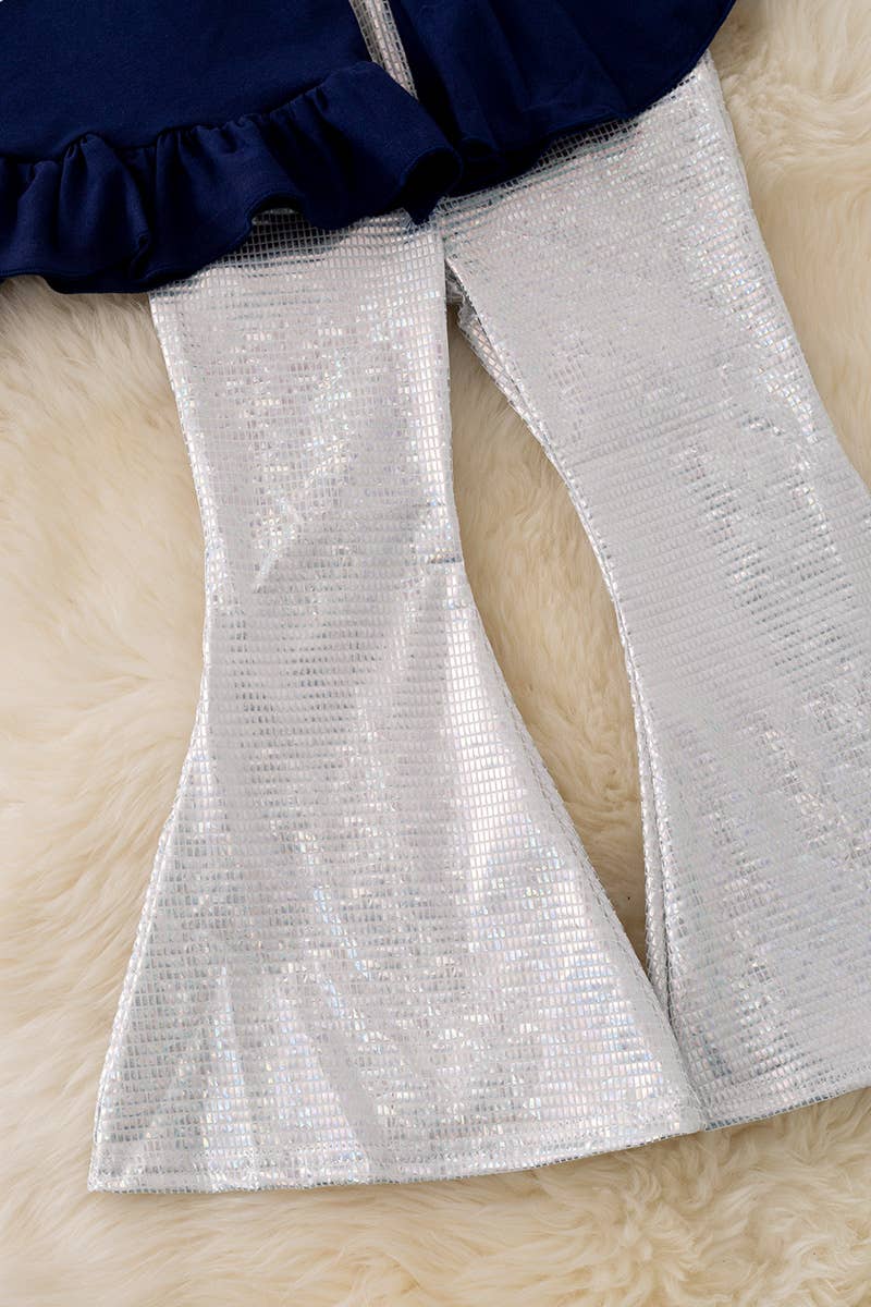 Kids Charm Online - Wholesale Clothing Set - Baby - Cowboys" Navy bell sleeve top & shimmery bottoms. OFG42765 S2