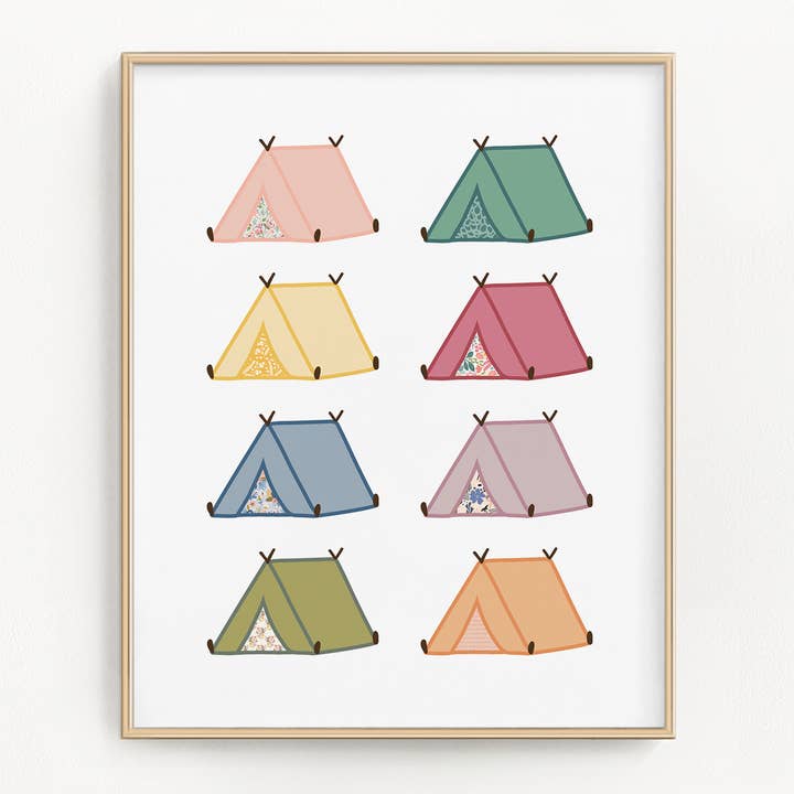 Mod Camping Tents - Impresión artística para venta al por mayor de Flip The Script Studios