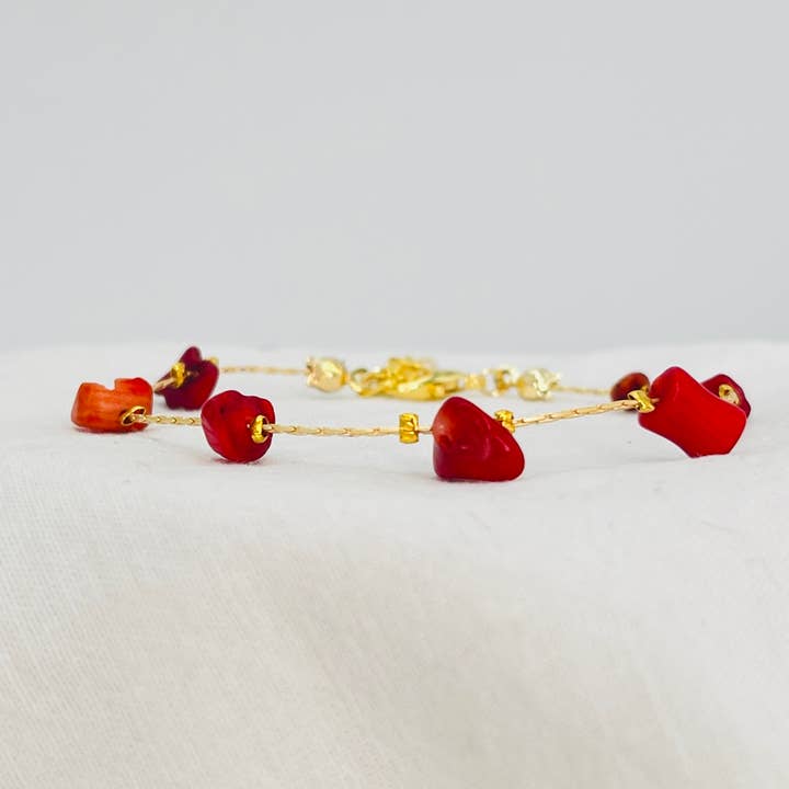 Cobra Kæde Armbånd Rød Naturlig Sten Justerbar for engroshandel hos Loli