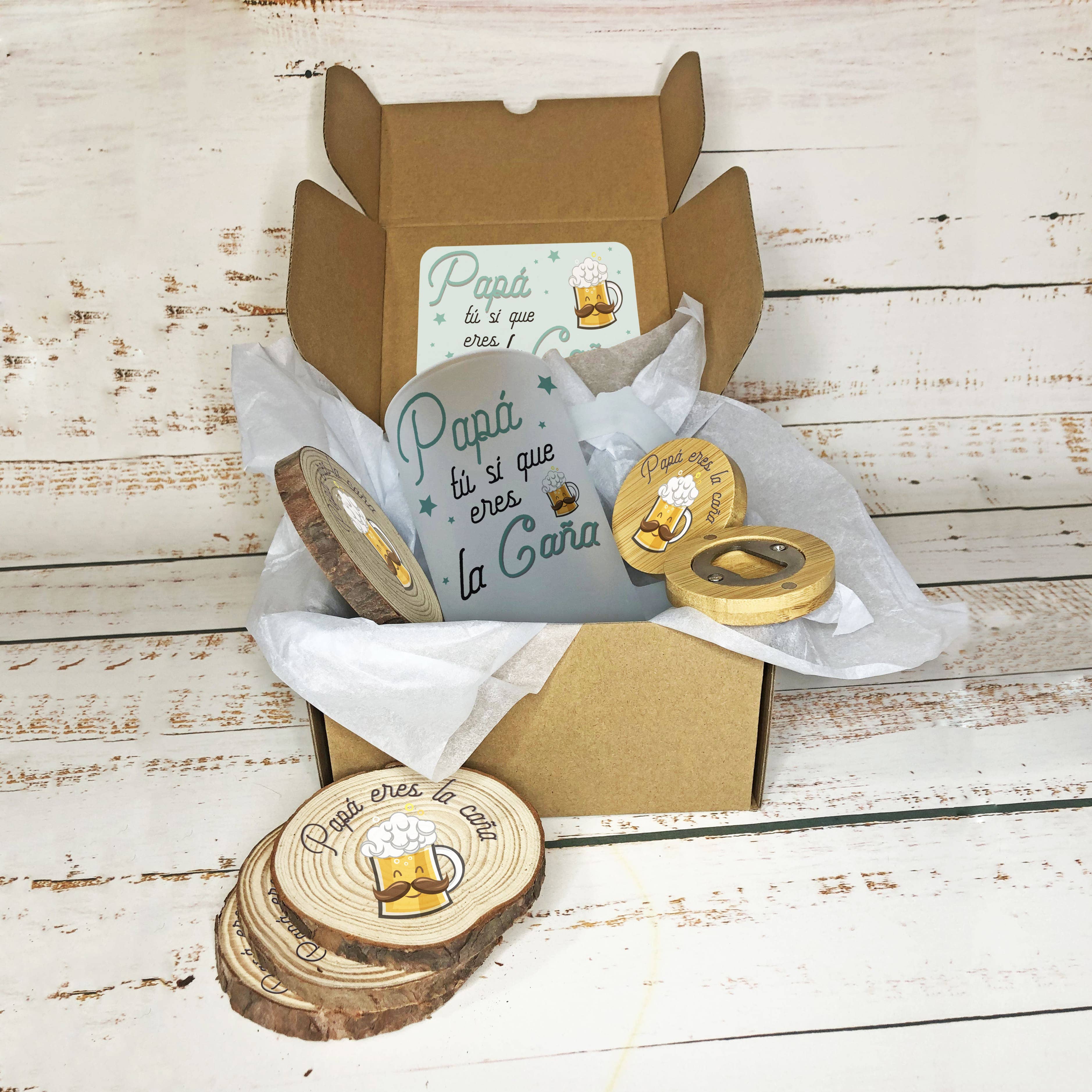 Custom Gifts – Conjunto/pacote de sacos de presente por atacado – Pack Padre Cervecero - Papa Eres La Caña0