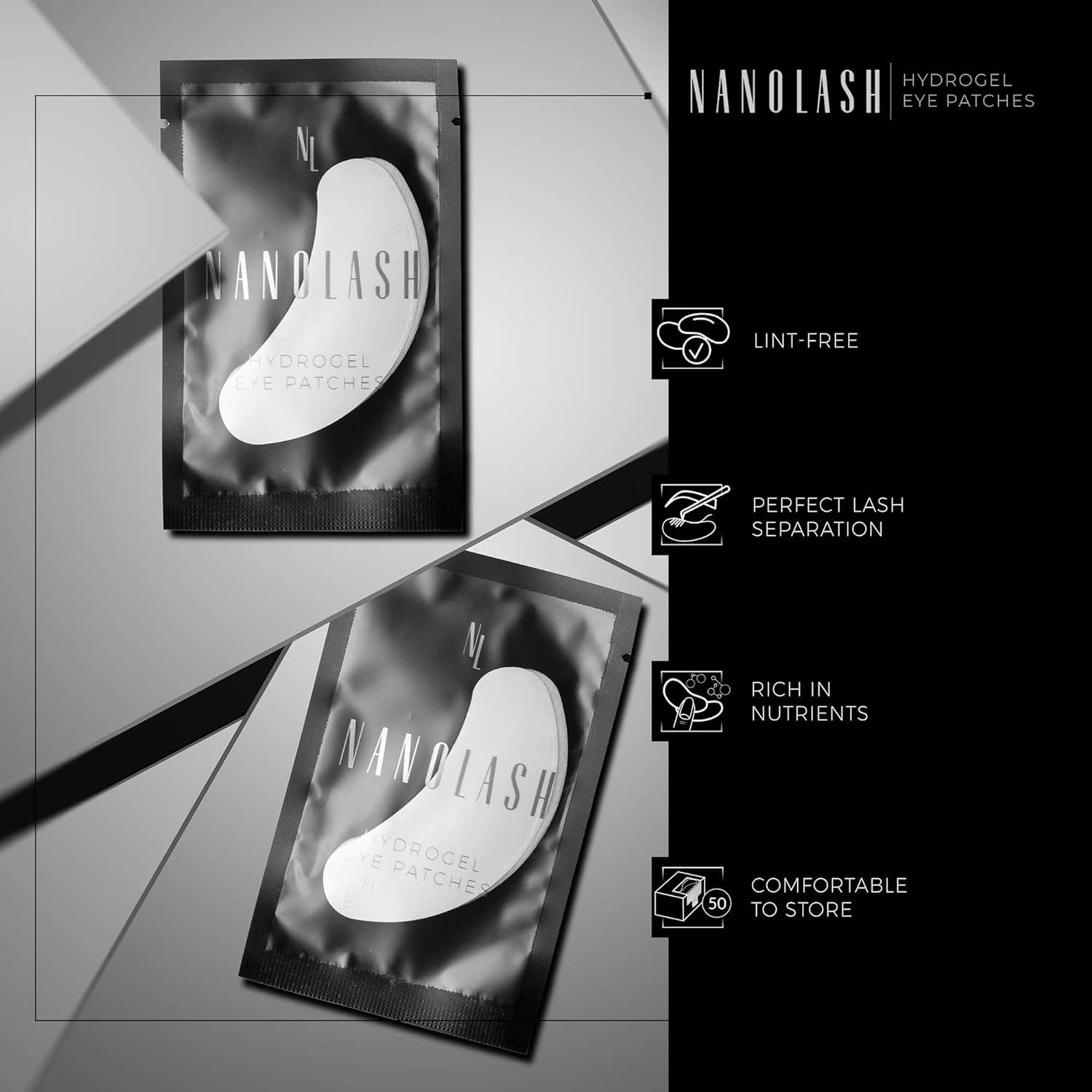 Beauty Goddess – wholesale Eye treatment mask – Nanolash Hydrogel Eye Patches 50 pairs - eye pads for eyelash extensions, eyelash lifting pads, gel eye pads for lash extensions1