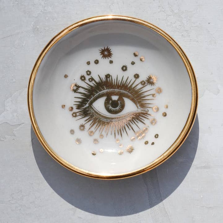 Golden Eye Ring Dish | Handmade pottery with Gold for wholesale by Apricity Ceramics