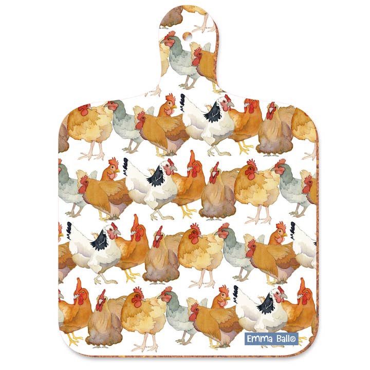 Chickens Mini Chopping Board for wholesale by Emma Ball Ltd