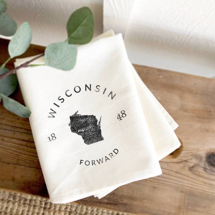 Insigne d'État et Devise - Torchon en Coton Personnalisé pour la vente par Indigo Tangerine