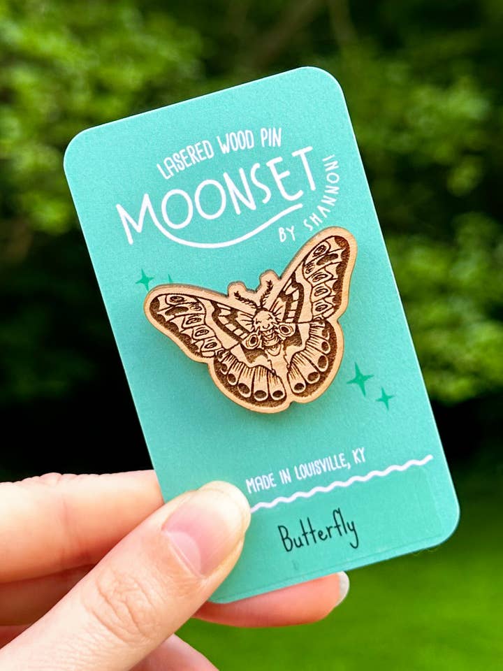 Butterfly Wood Lapel Pin for wholesale by Moonset
