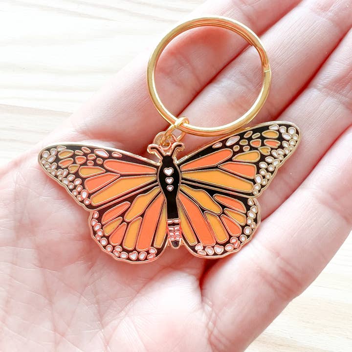 Monarch Butterfly Keychain Hard Enamel for wholesale by ACira Studio LLC