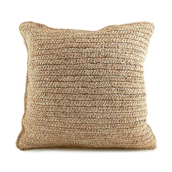 Bali Harvest - Vente Housse de coussin - Housse de coussin carrée en raphia de paille - Coussin Boho0