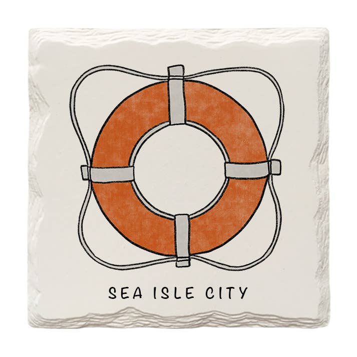 Customizable Life Preserver | Hand-Drawn | Drink Coaster for wholesale by The Doodle Brand