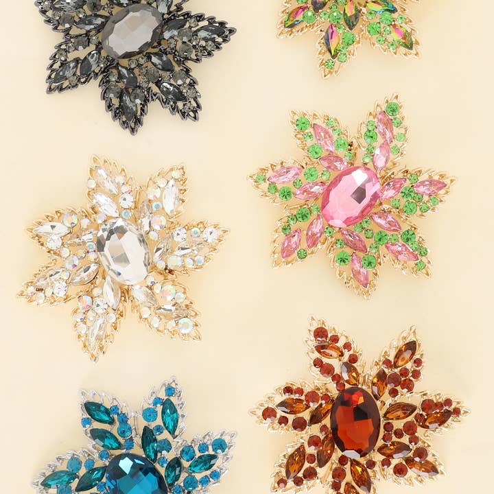 Crystal Rhinestone Flower Brooch Pin for wholesale by SP Sophia Collection