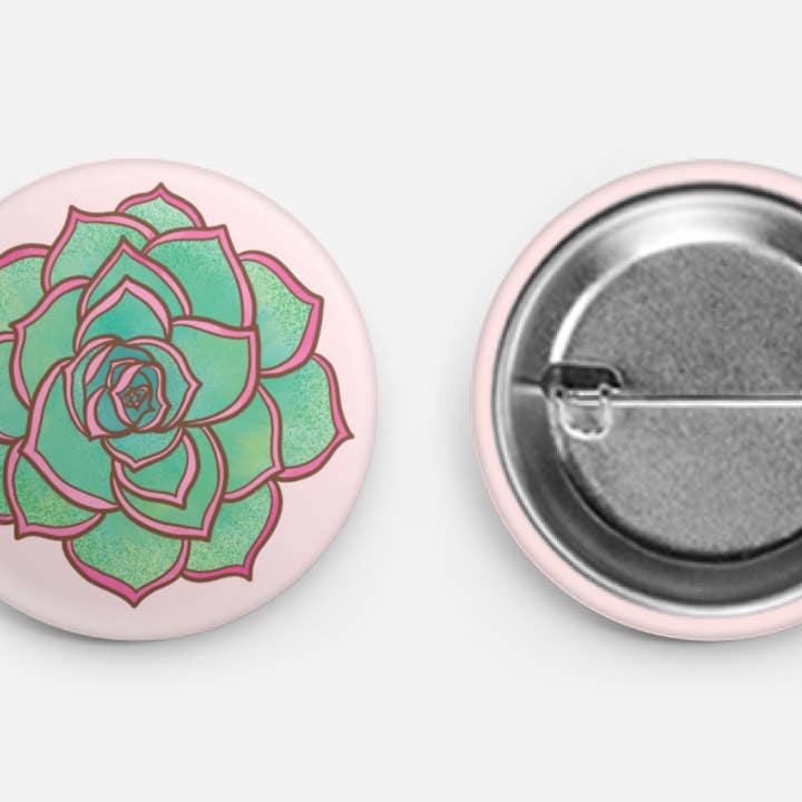Bouton Succulent Rose & Vert pour la vente par Heirloom Design Co.