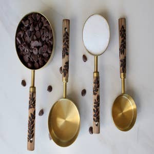 Brass & Wood Measuring Cups