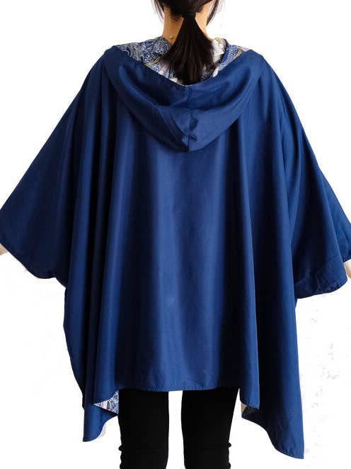 Winding River - Wholesale Raincoat - Women's - Rain Navy Reversible Rain Cape - Buckles Collection1