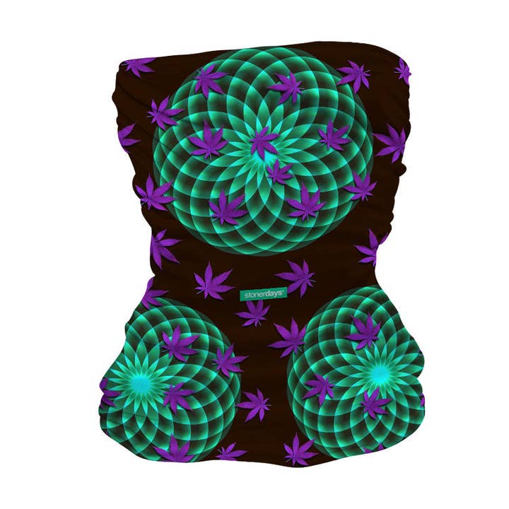 StonerDays Apparel - Wholesale Neck Warmer/Snood - Unisex - Neon Mandala 420 Friendly Neck Gaiter0
