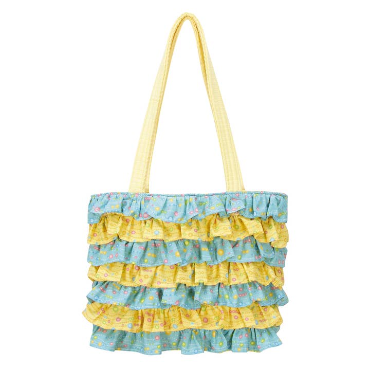 C&F Home - Wholesale Tote Bag - Women's - SALE Fizzy Blue & Yellow Ruffle Tote Bag 13" x 10"