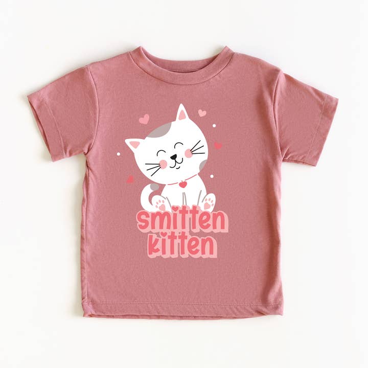 Benny & Ray Apparel - Wholesale Screen Printed T-Shirt - Kids - Smitten Kitten Cat Valentines Day Shirt Toddler and Youth2