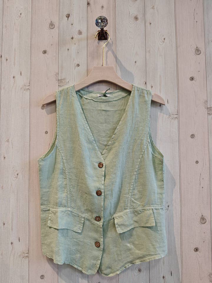 Linen & More - Wholesale Outerwear Vest - Women's - REF 17404 100% LINEN VEST1