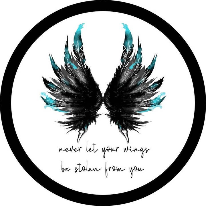 Never Let Your Wings Be Stolen Spare Tire Cover for wholesale by Dirty Acres