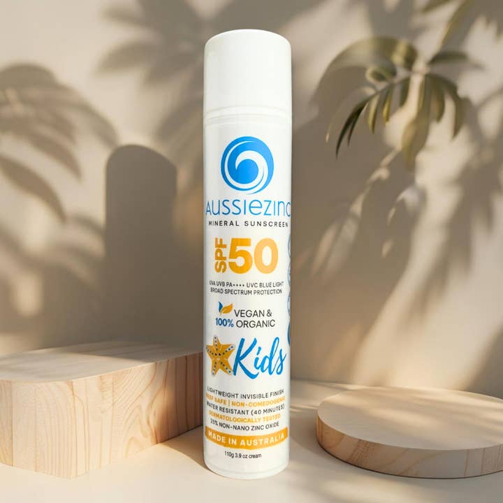 Kids SPF50+ Organic Mineral Zinc Sunscreen for wholesale by AussieZinc Mineral Sunscreen