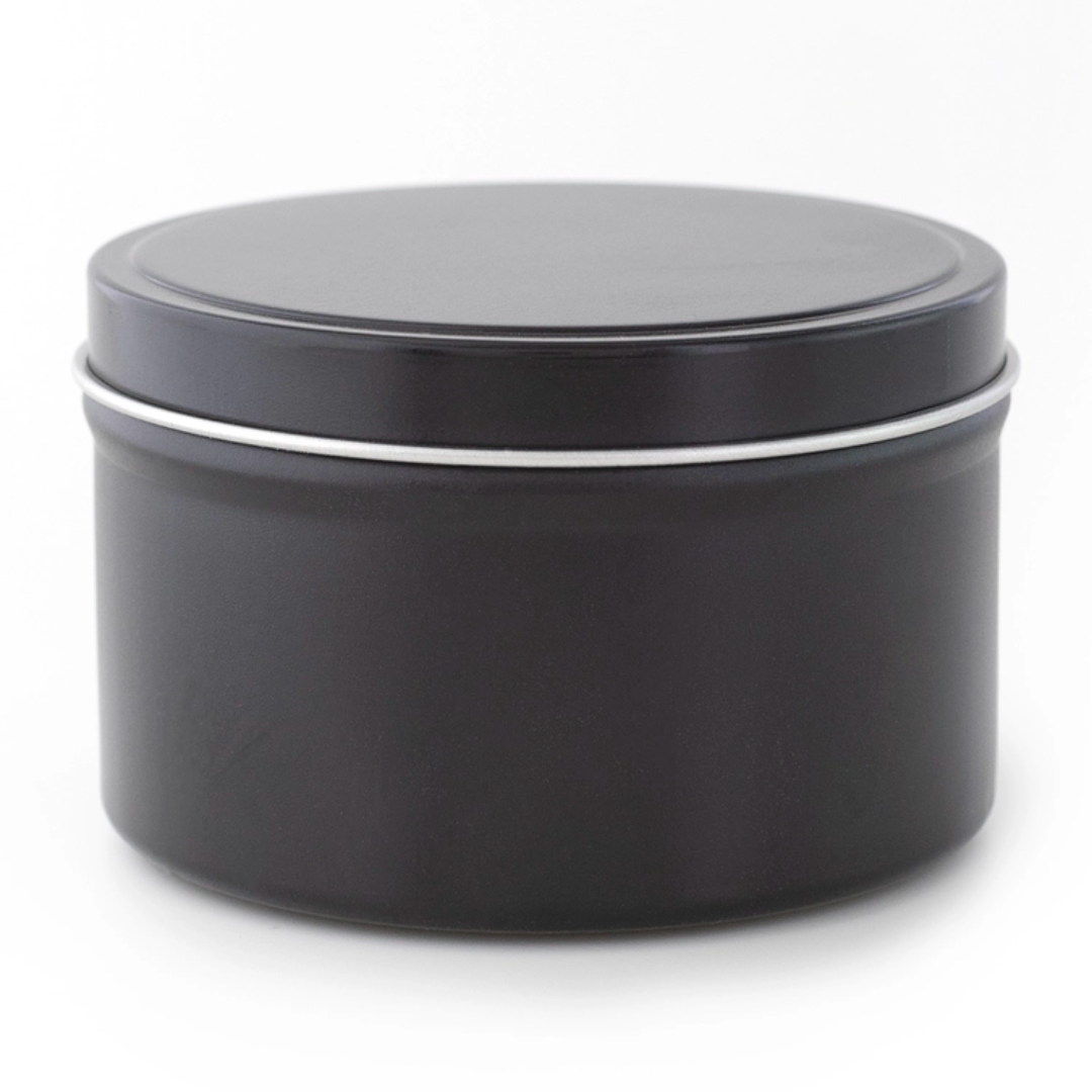 River Birch Candles - Wholesale Food Storage Container - Empty 8oz Matte Black tins1