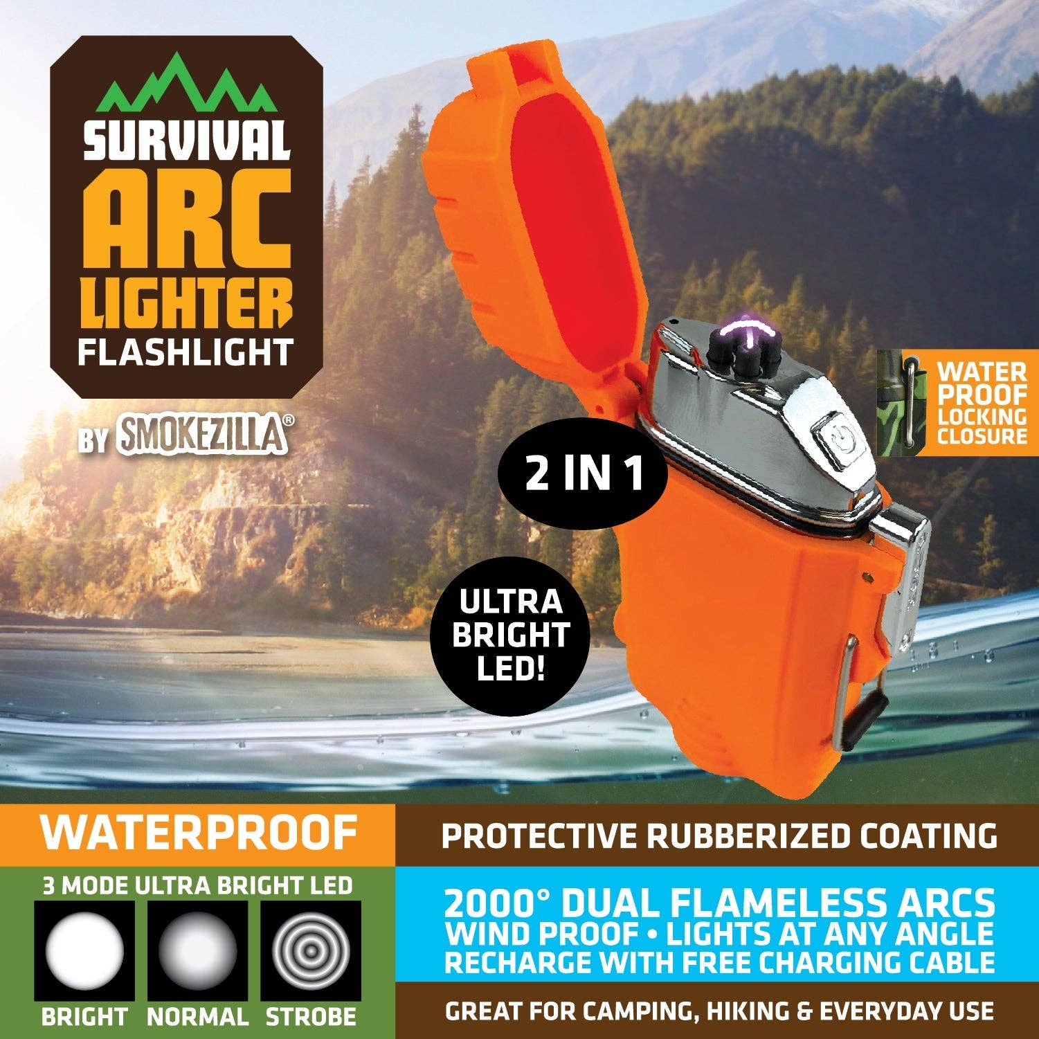 Novelty Closeout - Wholesale Lighter - Survival Arch Lighter with Flashlight Assortment - 6/Pack0