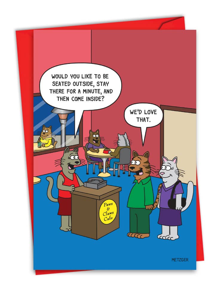 1 Card Valentine's Day Card - Cat Cafe for wholesale by NobleWorks