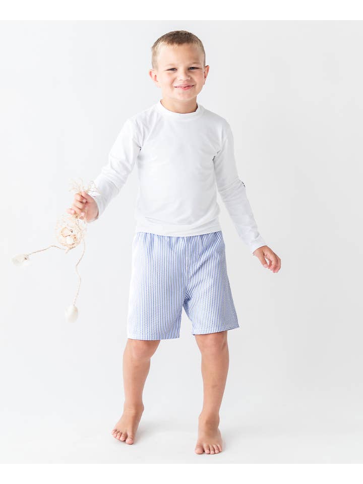 Blu Costume da bagno a righe azzurro pervinca per ragazzi in vendita all'ingrosso su Faire6