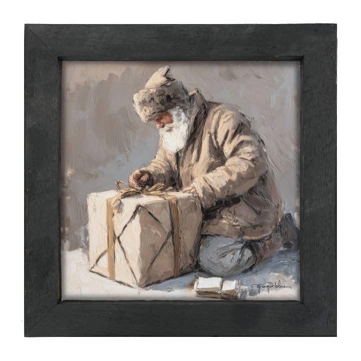 Père Noël attachant un cadeau pour la vente par ginger blue