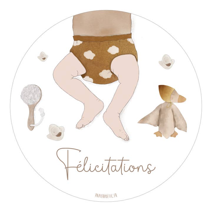 Round card "Congratulations Boy" for wholesale by Papier Poetic