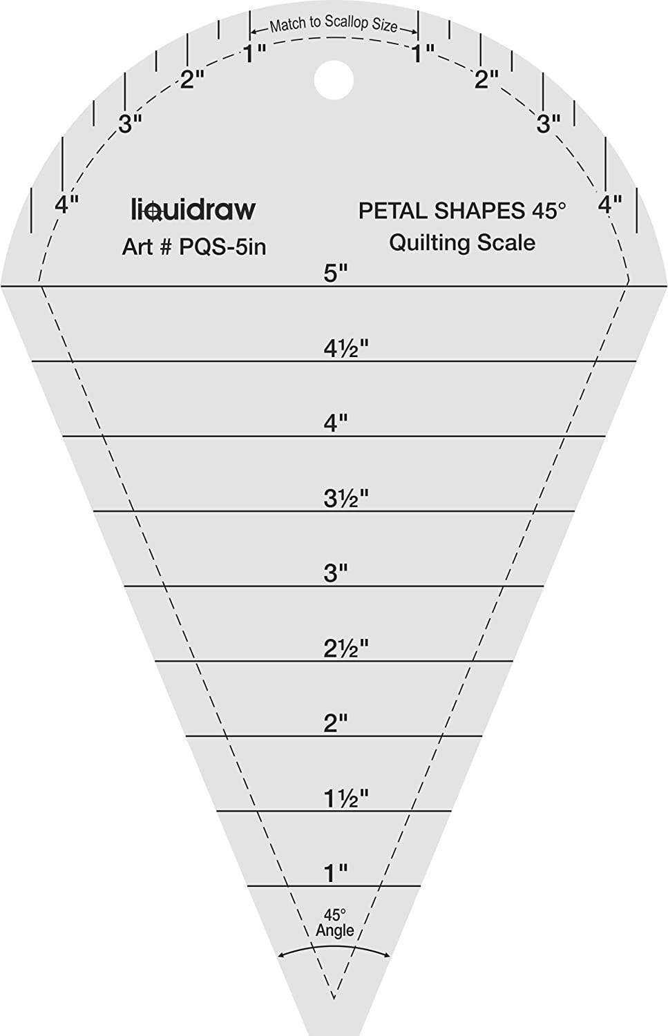 Liquidraw – wholesale Craft tool – Liquidraw 45° Petal Shapes Quilting Ruler Template Designing and Crafts0