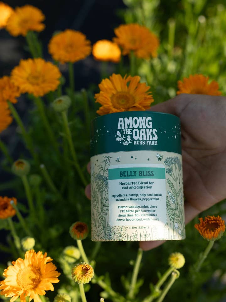 Belly Bliss - Farm Fresh Herbal Tea for wholesale by Among the Oaks Herb Farm