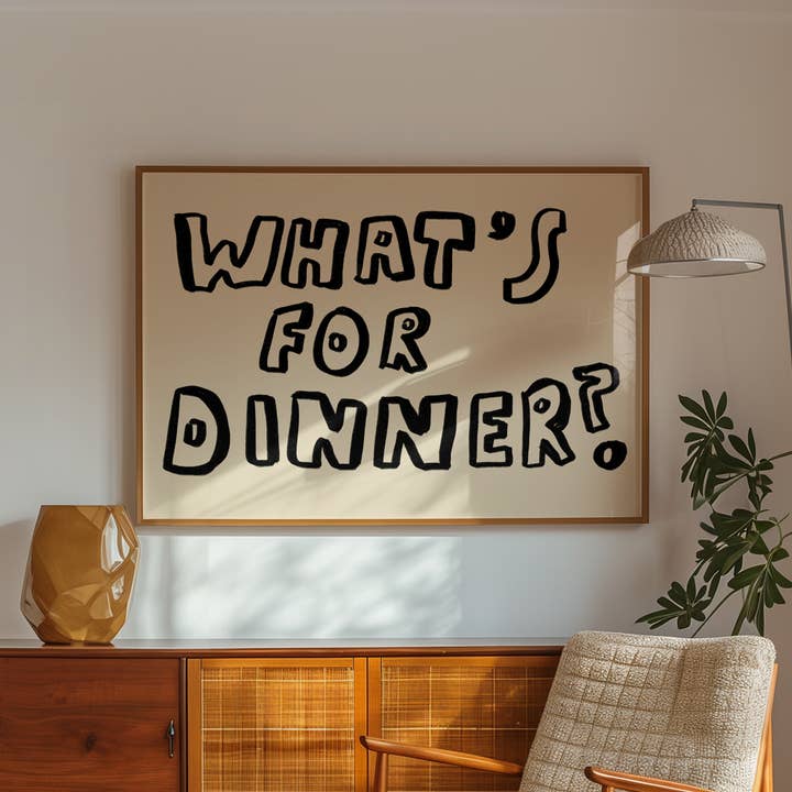 What's For Dinner? Hand Drawn Kitchen Print - Landscape for wholesale by BOOBOOSKINS