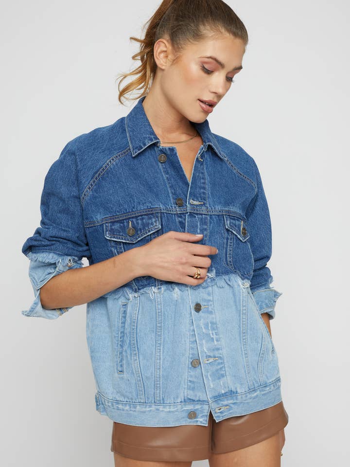 FARBBLOCK-TRUCKER-JACKE für den Großhandel von Sans Souci