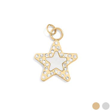18K Gold PVD Stainless Steel Pearl Star Charm for wholesale by Sunflower Soul Boutique