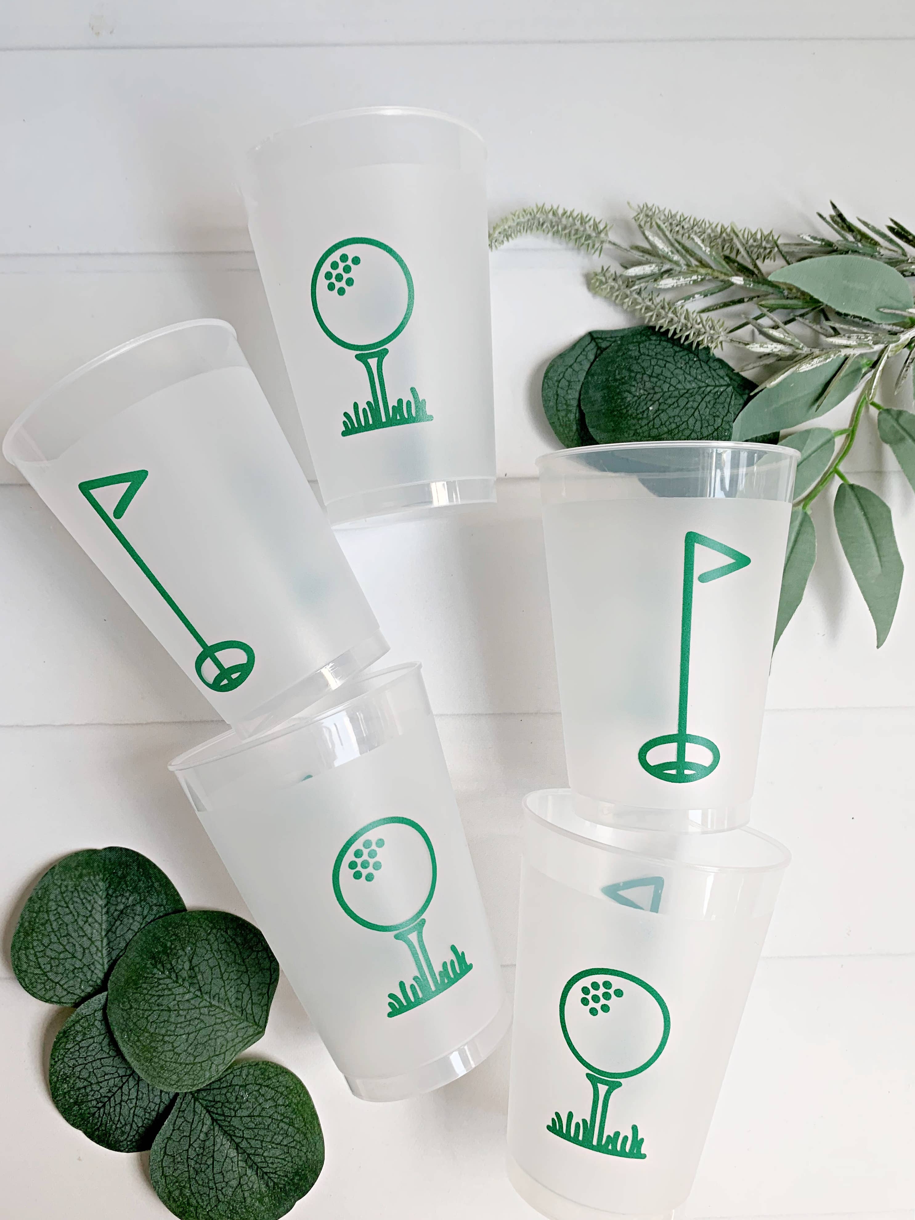 EnFete, LLC - Wholesale Disposable Cup - Golf Tee Frosted Party Cups | Set of 8 | 12 Ounce