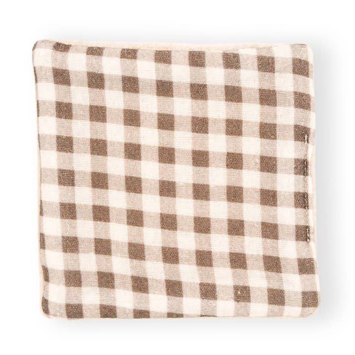 Lingette gaze coton éponge vichy brun kaki x4 pour la vente par Millinoon