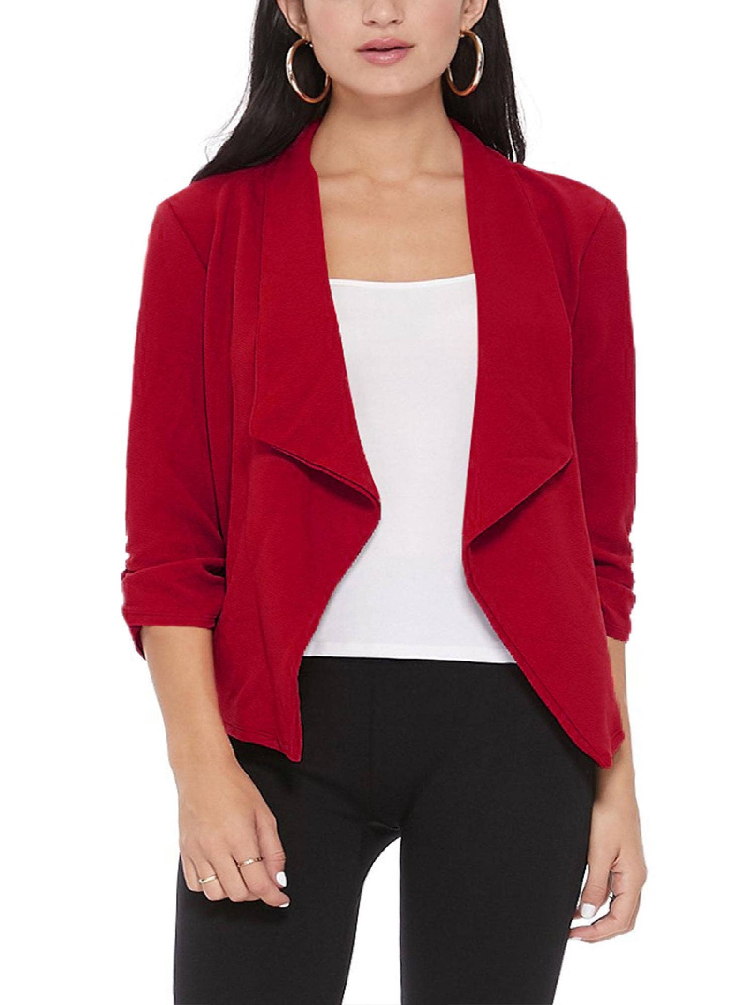 MOA COLLECTION - Wholesale Blazer - Women's - Casual Open Front Draped Solid Blazer Jacket80