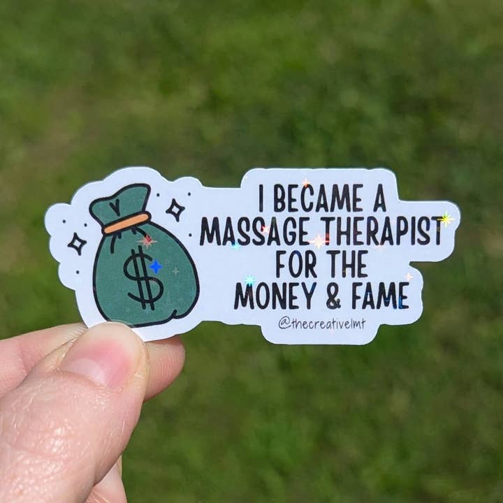 Massageterapeut Pengar & Berömmelse | Rolig Glittrande Klistermärke för wholesale av The Creative LMT