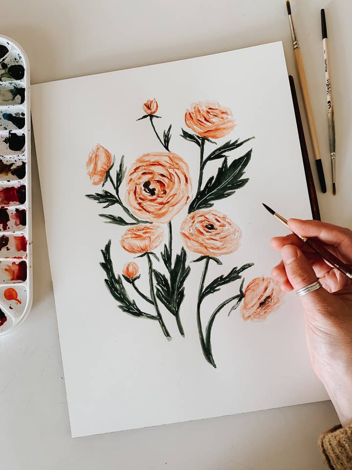 Ranunkel Akvarel Print for engroshandel hos MacaelaMade