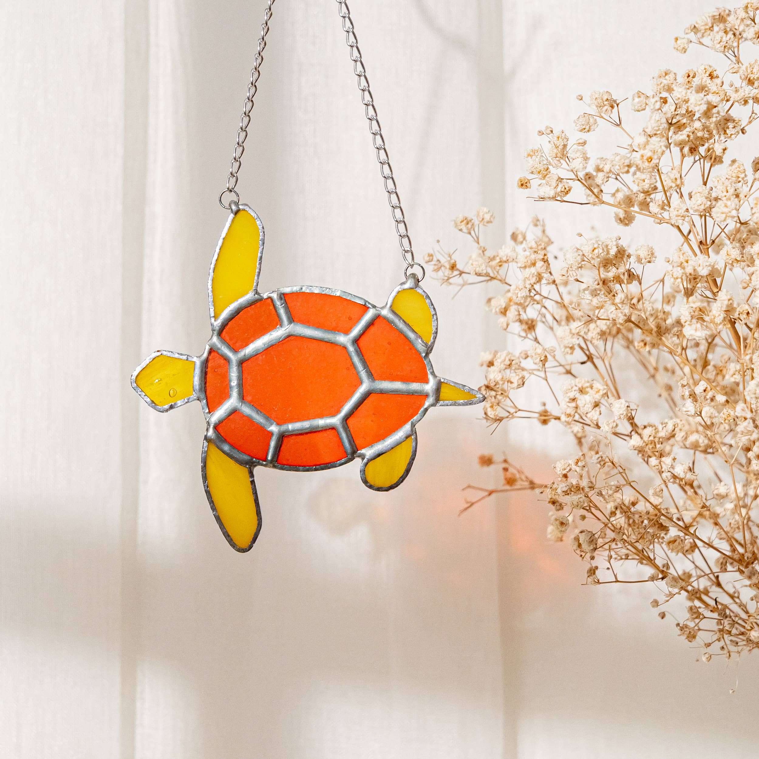 MondoBellissimo - Wholesale Suncatcher - Coastal Stained Glass Turtle Suncatcher F3011