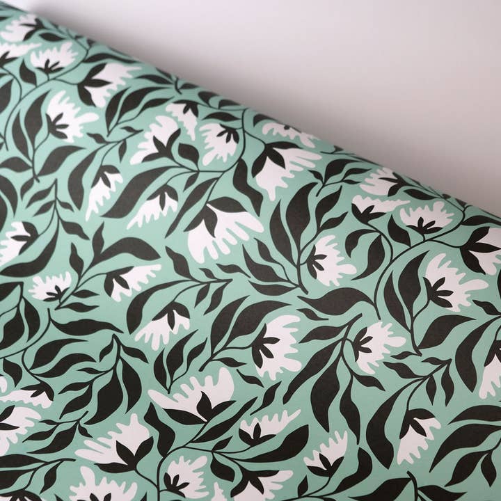 Haferkorn & Sauerbrey - Vente Feuille de papier cadeau - Papier cadeau fleurs blanches1