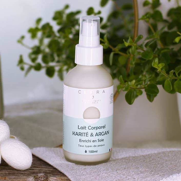 Körperlotion mit Shea & Argan, angereichert mit Seide, aus kontrolliert biologischem Anbau, flüssiger Feuchtigkeitsspender für den Großhandel von LABORATOIRE CERRA SAS