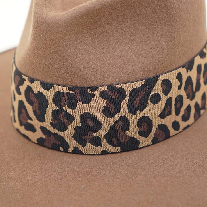 Olive & Pique - Wholesale Fedora - Women's - Leopard Banded 100% Wool Felt Structed Rancher, Satin Lined, Chestnut4