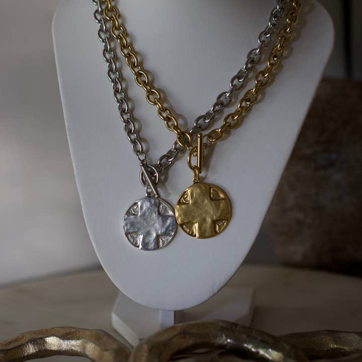 The Lord's Prayer Cross Medallion Toggle Necklace – Gold or Silver for wholesale by Deep South Originals Inc.