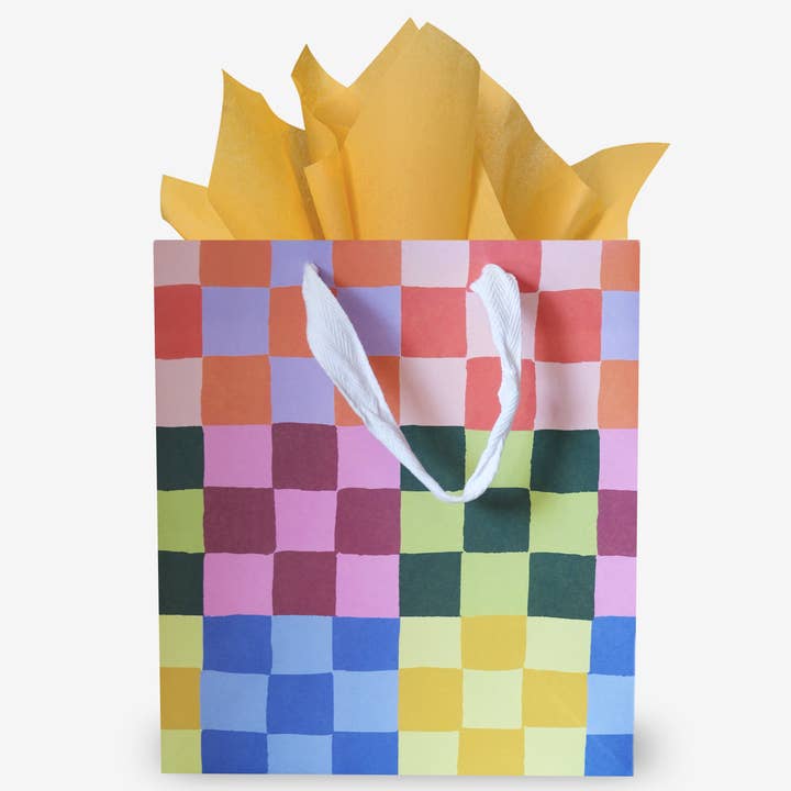 Idlewild Co. - Wholesale Gift Bag - Rainbow Check Gift Bag