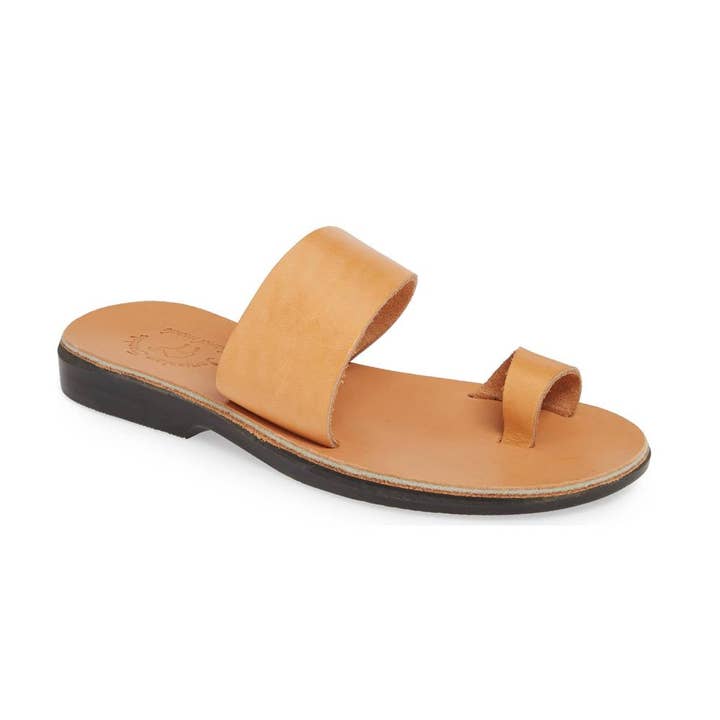 Abra - Leren sandaal met teenlus | Tan voor wholesale door Jerusalem Sandals