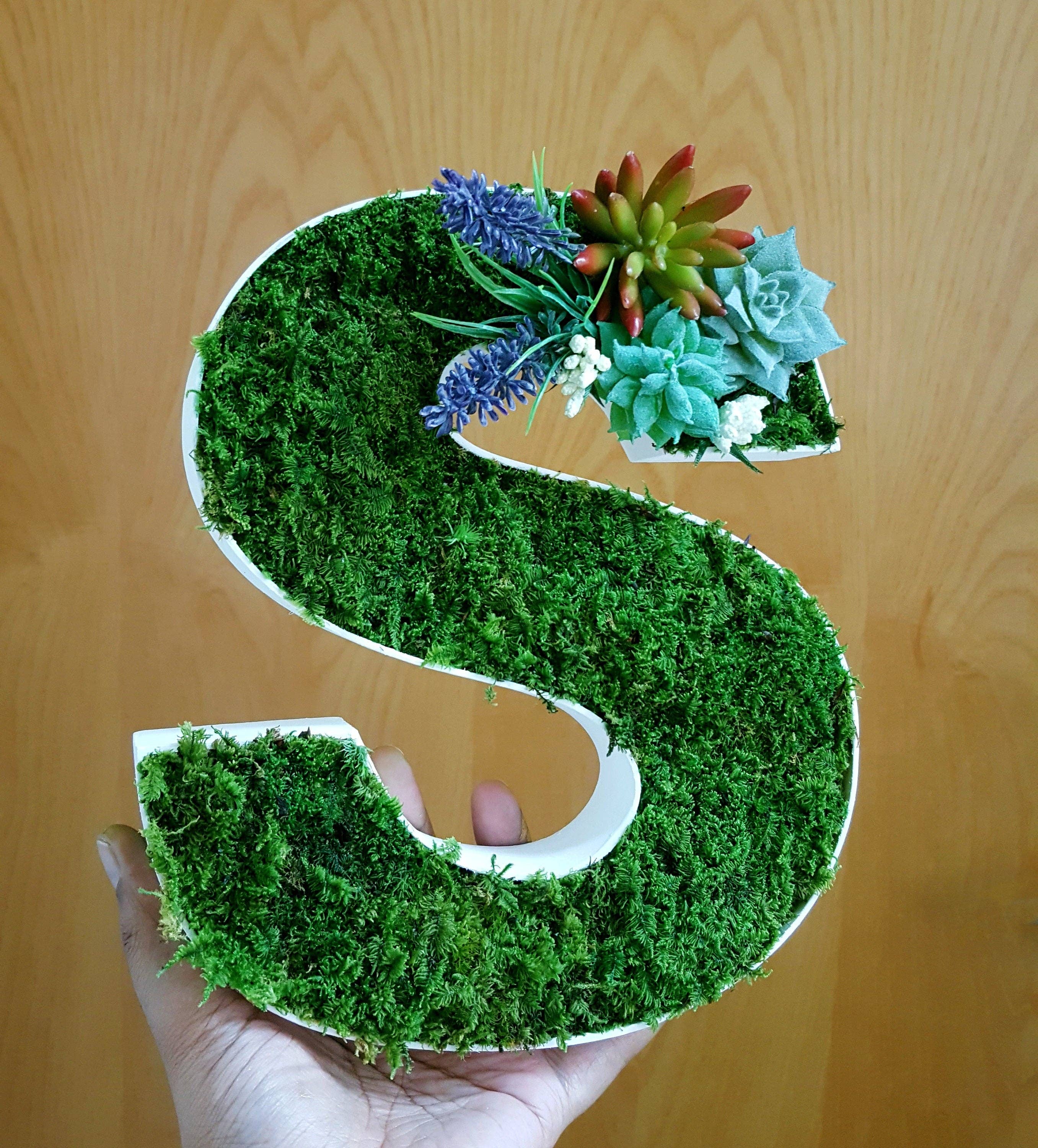 Rishstudio - Wholesale Decorative tabletop object - Moss Letters, Custom Moss Letters, Personalised wedding Letters, Moss Art, Moss Logo,Wedding letters,wooden Letters,Christmas Gifts for her,6